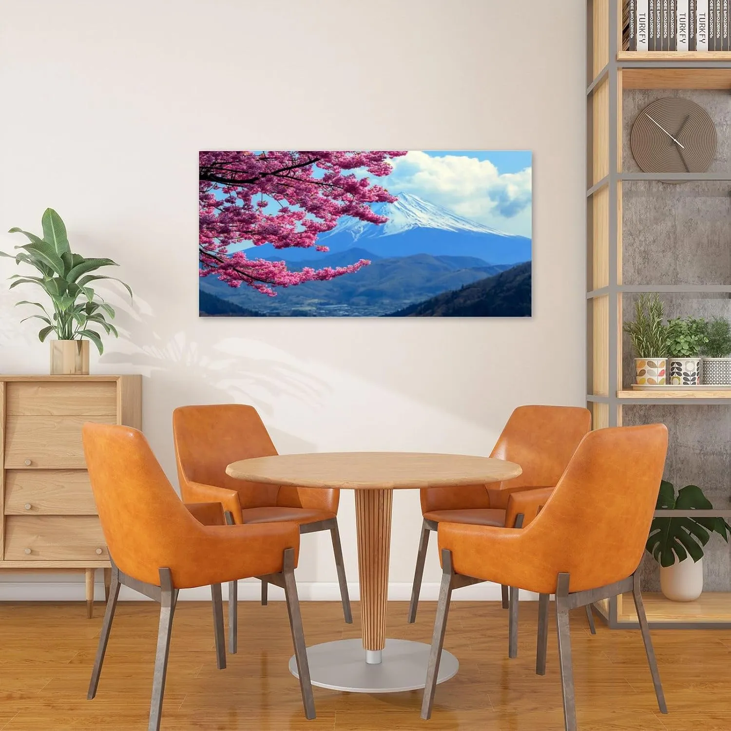 Canvas Wall Art Paintings Mt Cherry Blossom View from Mt Matsuda Kanagawa Prefecture Stretched Framed Artwork Wall Poster for Living Room Bedroom Office Wall Decor Ready to Hang 30x60 Inch