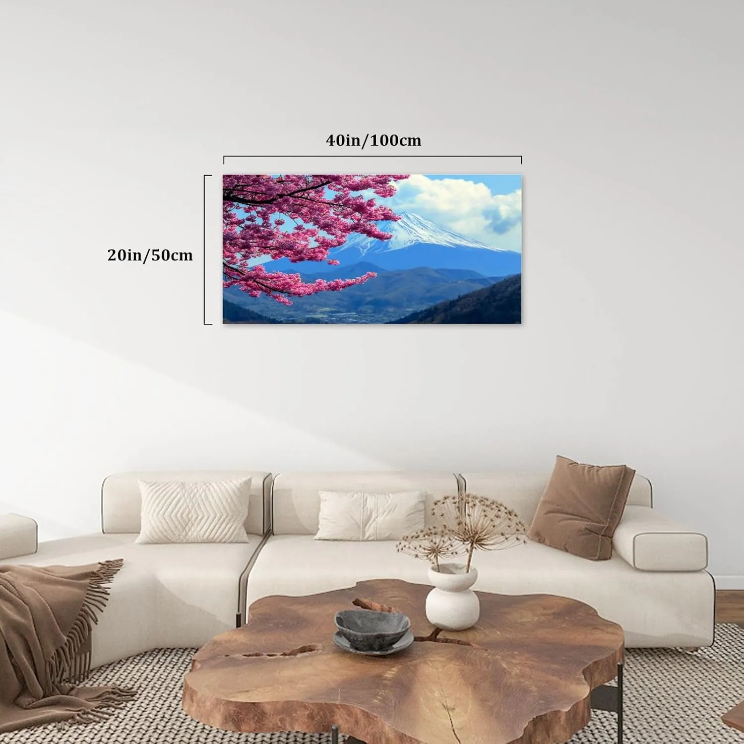 Canvas Wall Art Paintings Mt Cherry Blossom View from Mt Matsuda Kanagawa Prefecture Stretched Framed Artwork Wall Poster for Living Room Bedroom Office Wall Decor Ready to Hang 30x60 Inch
