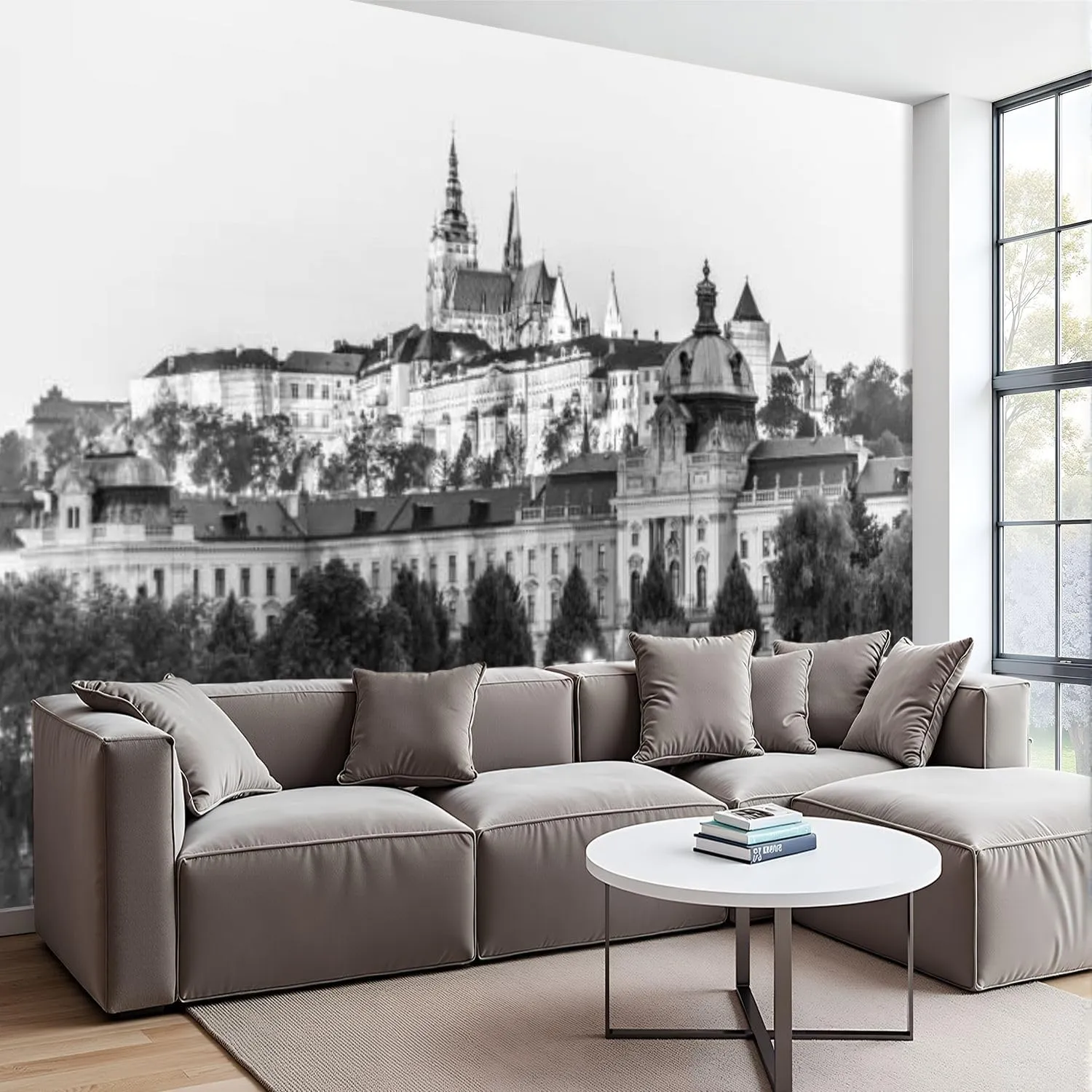 Canvas Wall Mural Prague Castle seat President Straka Academy seat Government Prague Peel and Stick Wallpaper Removable Self-Adhesive Wall Sticker Wall Decor for Bedroom Nursery 69"x96"