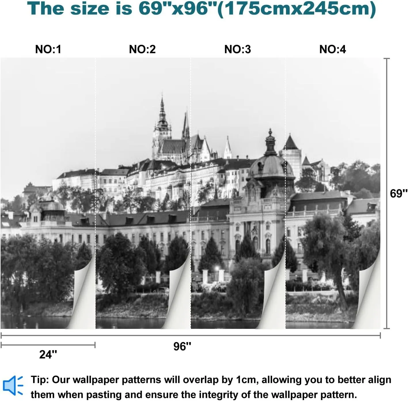 Canvas Wall Mural Prague Castle seat President Straka Academy seat Government Prague Peel and Stick Wallpaper Removable Self-Adhesive Wall Sticker Wall Decor for Bedroom Nursery 69"x96"