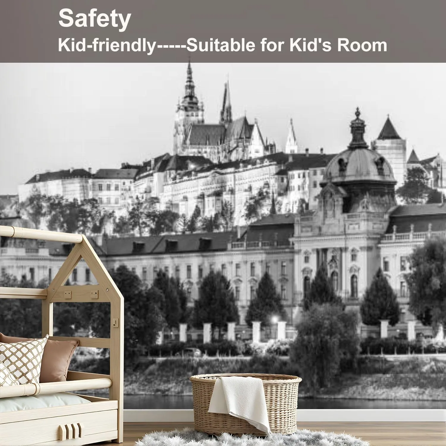 Canvas Wall Mural Prague Castle seat President Straka Academy seat Government Prague Peel and Stick Wallpaper Removable Self-Adhesive Wall Sticker Wall Decor for Bedroom Nursery 69"x96"