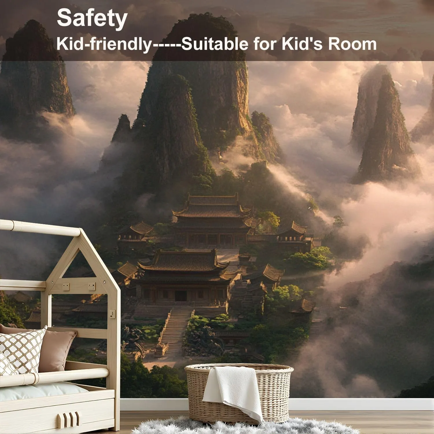 Canvas Wall Mural Serene Karst Landscape Art Print Peel and Stick Wallpaper Removable Self-Adhesive Wall Sticker Wall Decor for Bedroom Nursery 69"x96"
