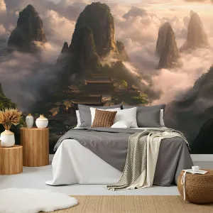 Canvas Wall Mural Serene Karst Landscape Art Print Peel and Stick Wallpaper Removable Self-Adhesive Wall Sticker Wall Decor for Bedroom Nursery 69"x96"