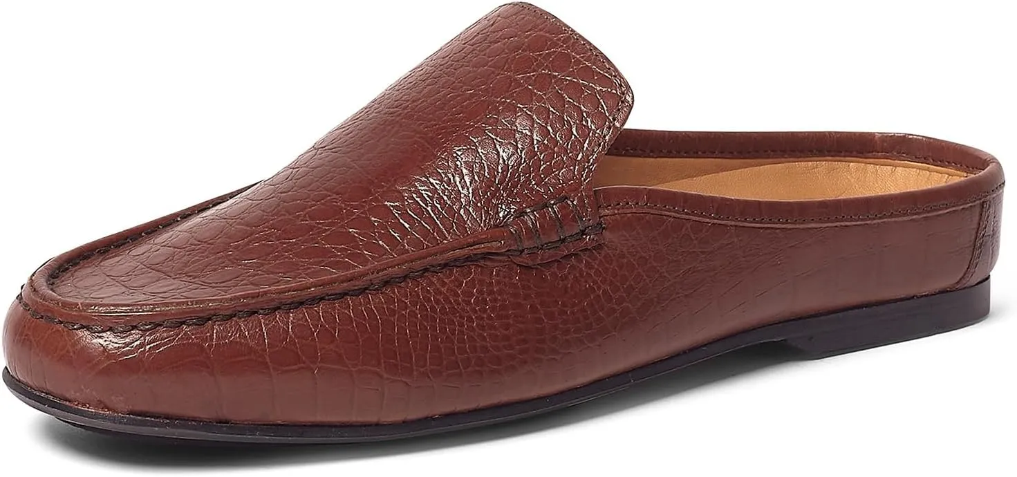 Carlos Santana Cronos Alligator Leather Mules for Men | Slip-On | Padded Leather Covered Footbed | Durable Rubber Outsole