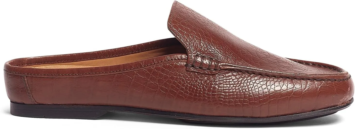Carlos Santana Cronos Alligator Leather Mules for Men | Slip-On | Padded Leather Covered Footbed | Durable Rubber Outsole