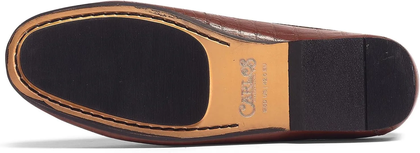Carlos Santana Cronos Alligator Leather Mules for Men | Slip-On | Padded Leather Covered Footbed | Durable Rubber Outsole