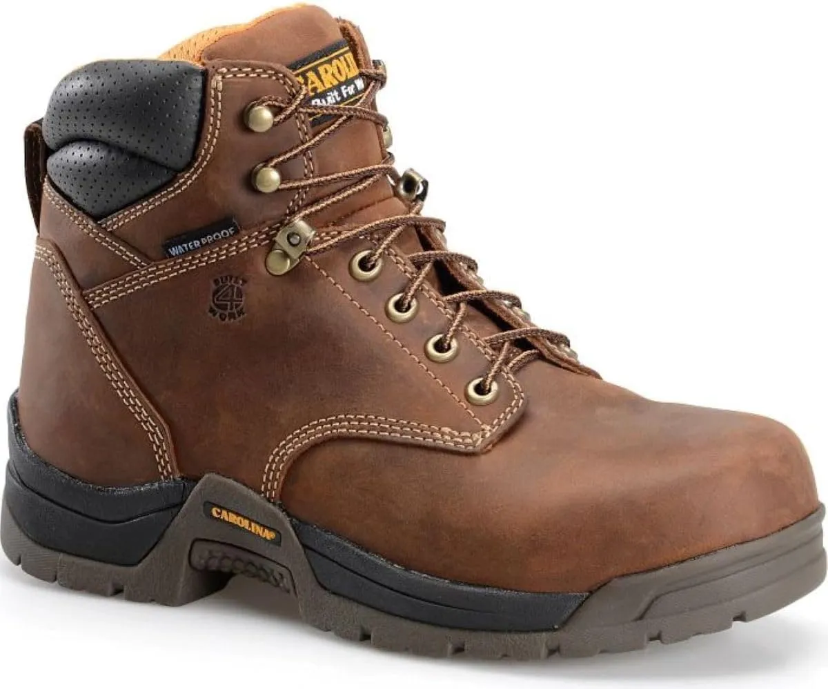 Carolina Bruno 6" Waterproof Broad Toe Work Boots for Men - Cushion Insole, EVA Midsole, Oil- & Slip-Resistant Rubber Outsole, EH Rated