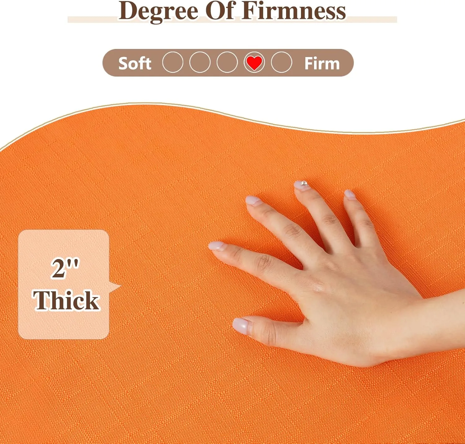 Chair Cushions for Dining Chairs, Indoor Seat Cushions with Ties and Non-Slip Backing, High-Resilience Chair Pads for Dining Room and Kitchen Chairs, 17''x16''x2'', Orange, Set of 4
