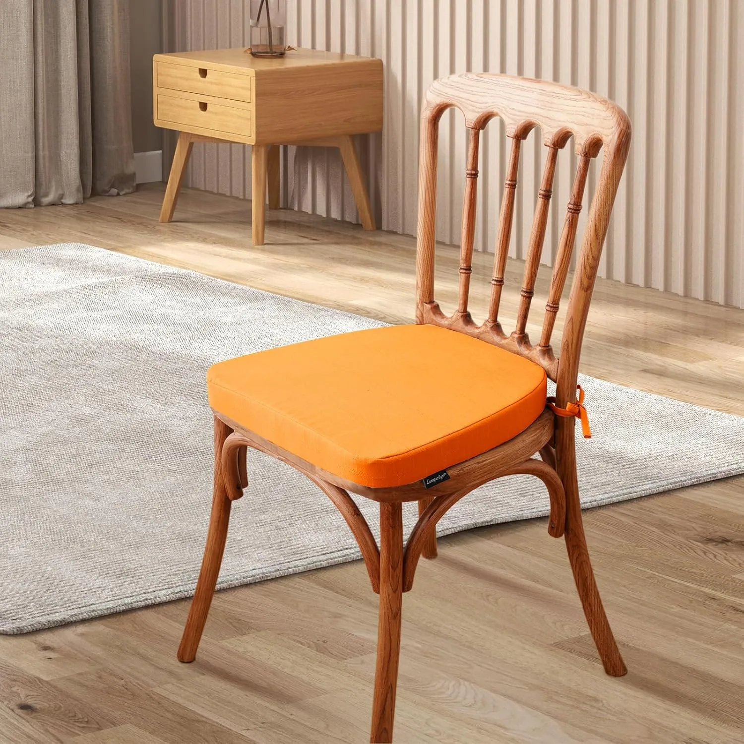 Chair Cushions for Dining Chairs, Indoor Seat Cushions with Ties and Non-Slip Backing, High-Resilience Chair Pads for Dining Room and Kitchen Chairs, 17''x16''x2'', Orange, Set of 4
