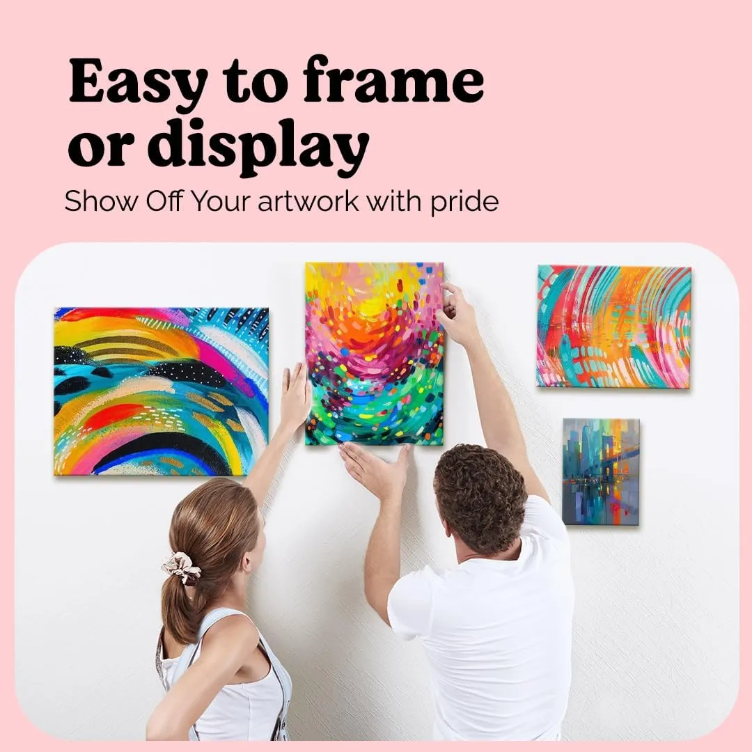 Chalkola Paint Canvases for Painting Multipack - 25 Pack Square Canvas Panels - 4x4, 6x6, 8x8, 10x10, 12x12 inch (5 Each) - 100% Cotton, Primed, Acid Free Art Canvas Boards for Painting