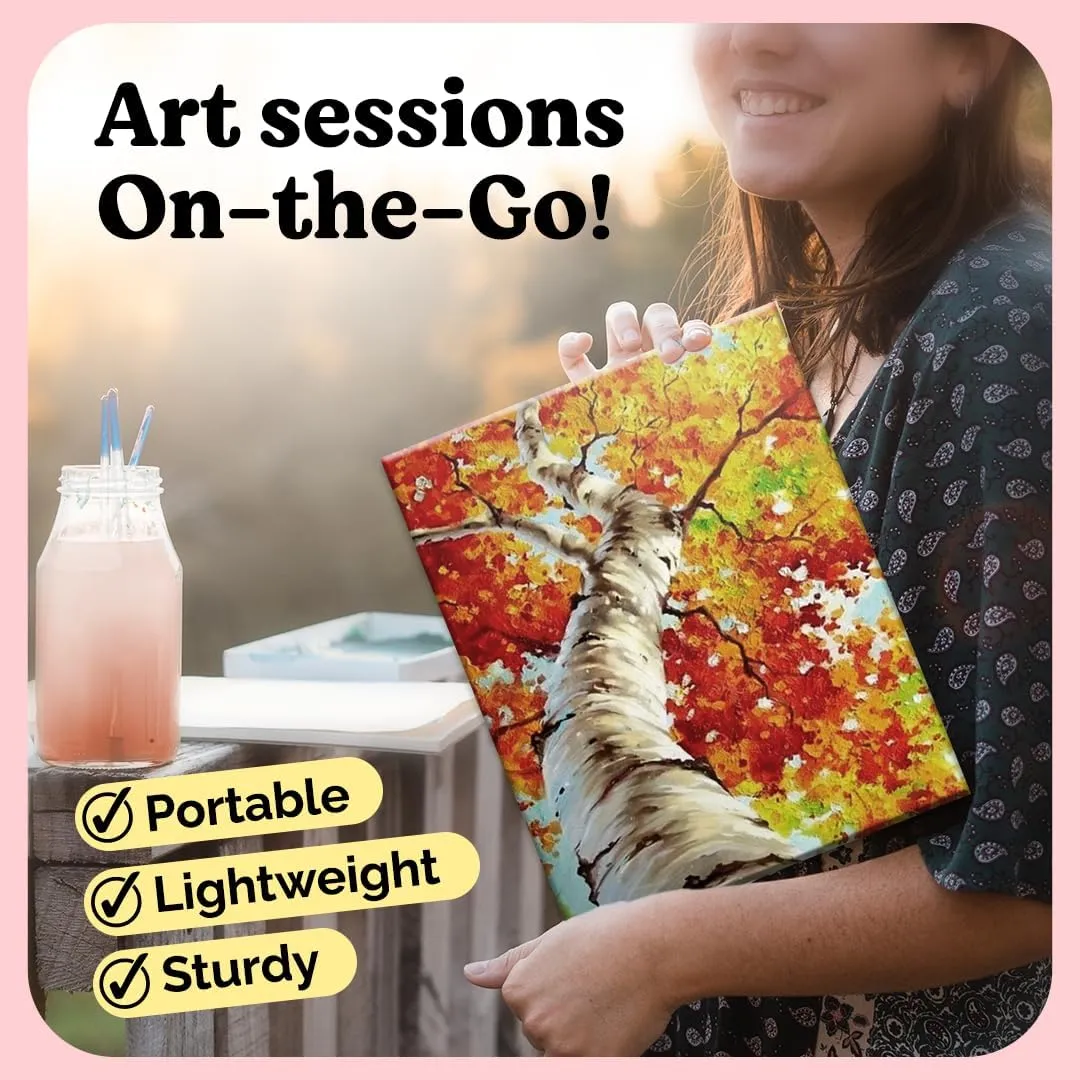 Chalkola Paint Canvases for Painting Multipack - 25 Pack Square Canvas Panels - 4x4, 6x6, 8x8, 10x10, 12x12 inch (5 Each) - 100% Cotton, Primed, Acid Free Art Canvas Boards for Painting