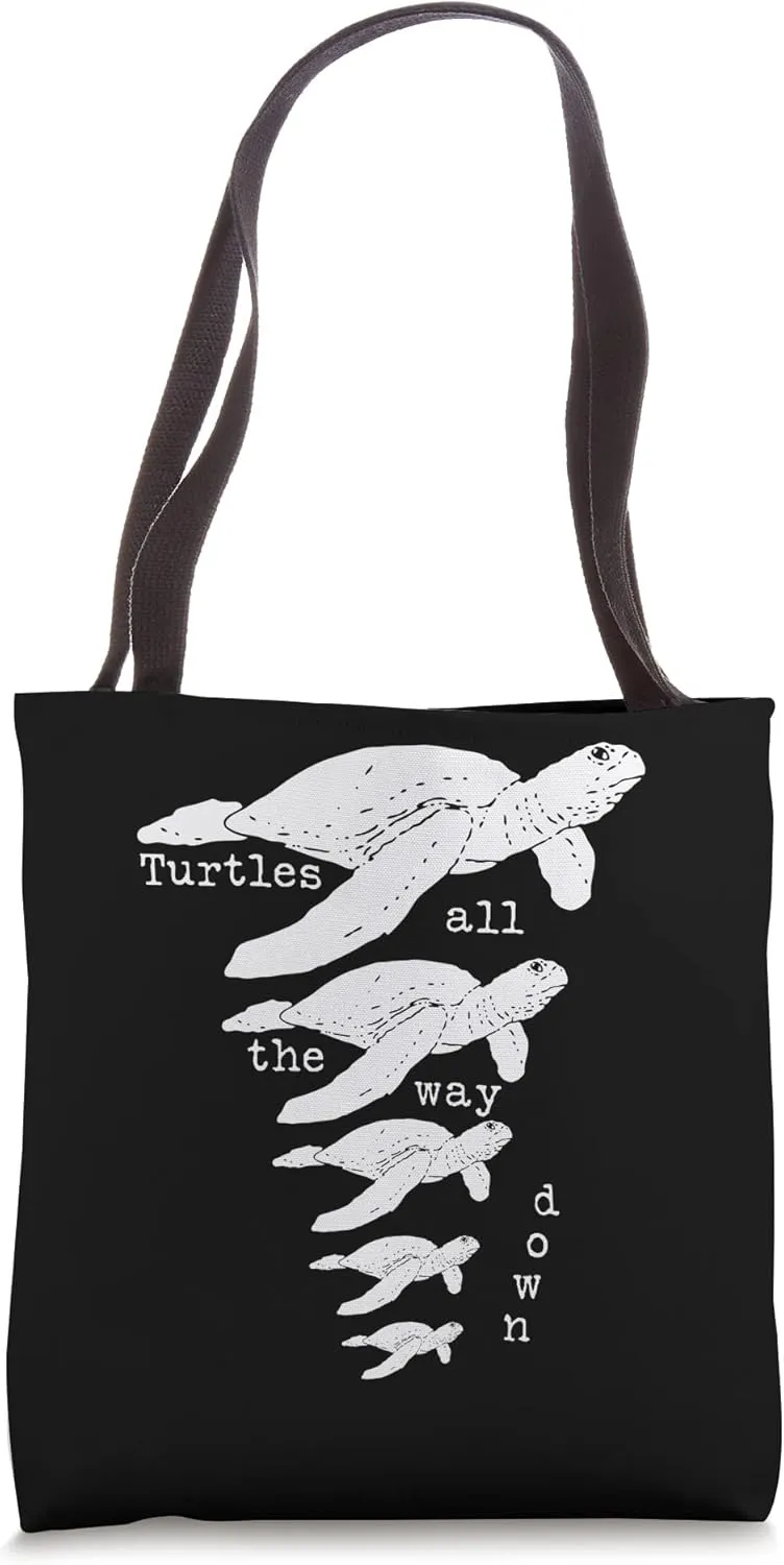 Christian Apologetics Funny Turtles All The Way Down Tote Bag