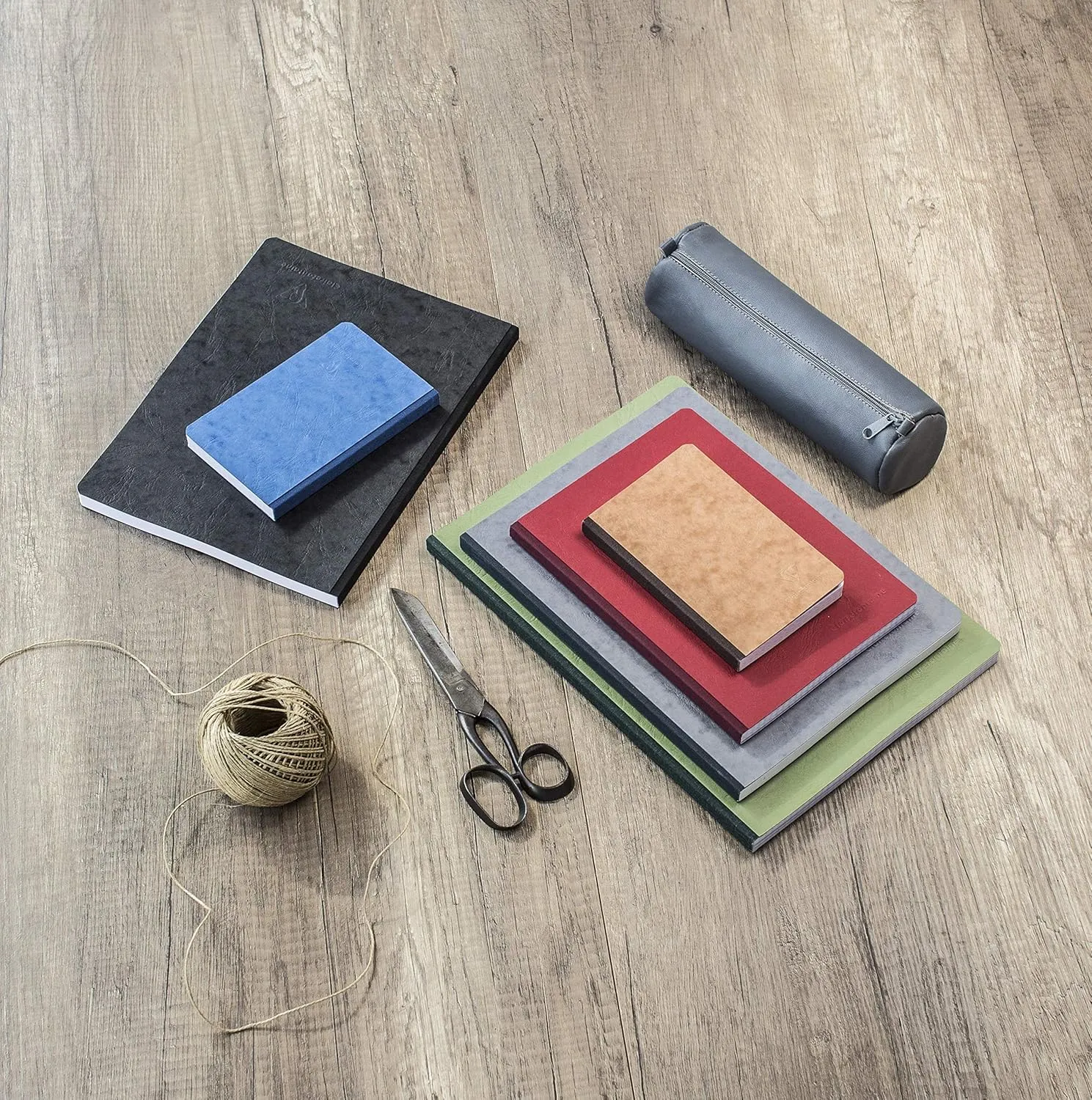 Clairefontaine - Ref 79543C - Age Bag Clothbound Notebook (192 Pages) - A5 Size, Dot Grid Rulings, 90gsm Brushed Vellum Paper - Brown Leather Effect Cover