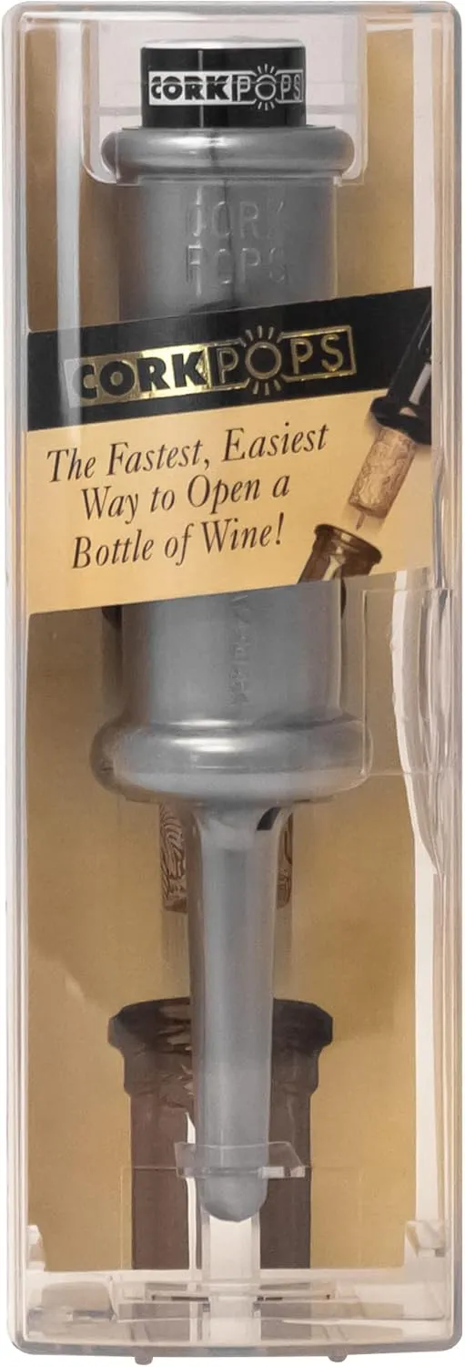 Cork Pops Original Wine Bottle Opener, Premium Silver
