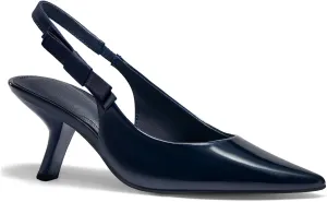 Coutgo Womens Slingback Kitten Heels Closed Pointed Toe Bowknot Patent Leather Slip on Work Pumps Dress Shoes