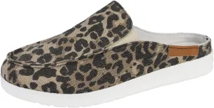 Cow Print Canvas Shoes for Womens Close Toe Lightweight Backless Slippers Summer Slip on Casual Comfortable Outdoor Walking Summer Work Nurse Sandals