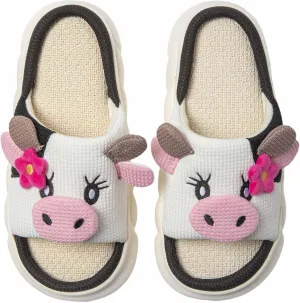Cute Cow Slippers for Women, Indoor House Slippers, Platform Sole