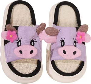 Cute Cow Slippers for Women, Indoor House Slippers, Platform Sole