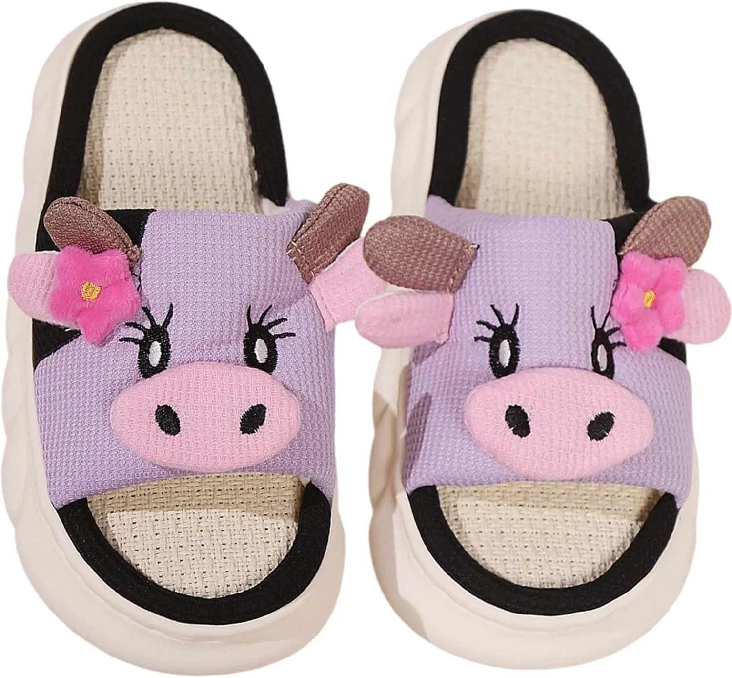 Cute Cow Slippers for Women, Indoor House Slippers, Platform Sole