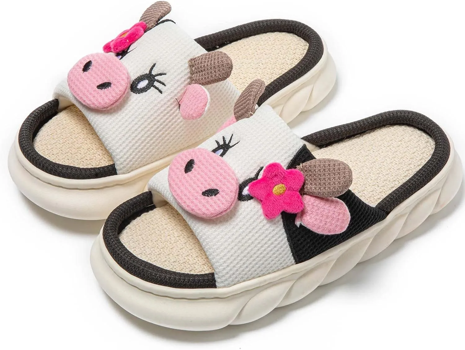 Cute Cow Slippers for Women, Indoor House Slippers, Platform Sole