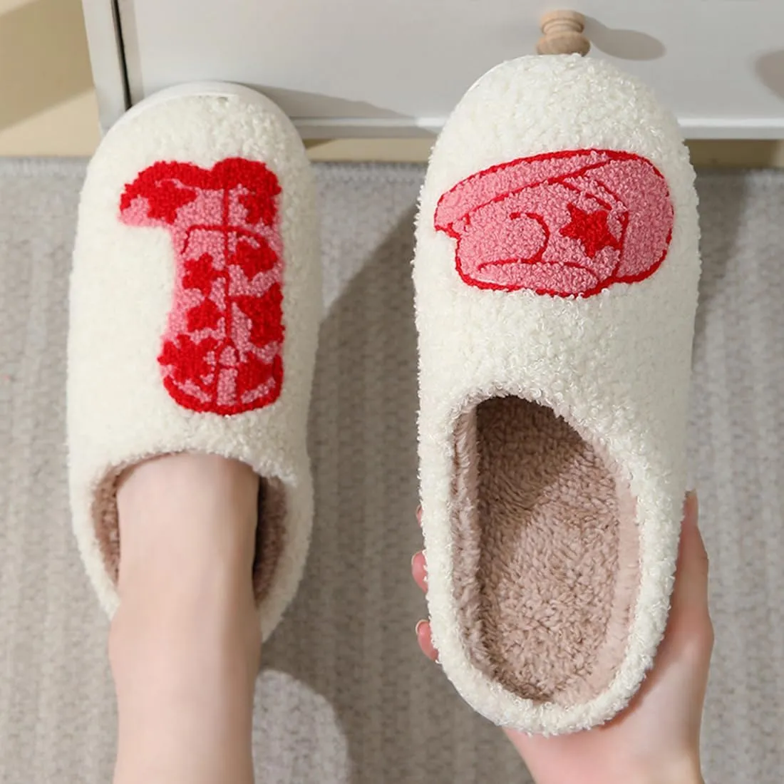 Cute Slippers For Women Men Fuzzy Cushioned Comfort Slip-On House Shoes Memory Foam Slippers