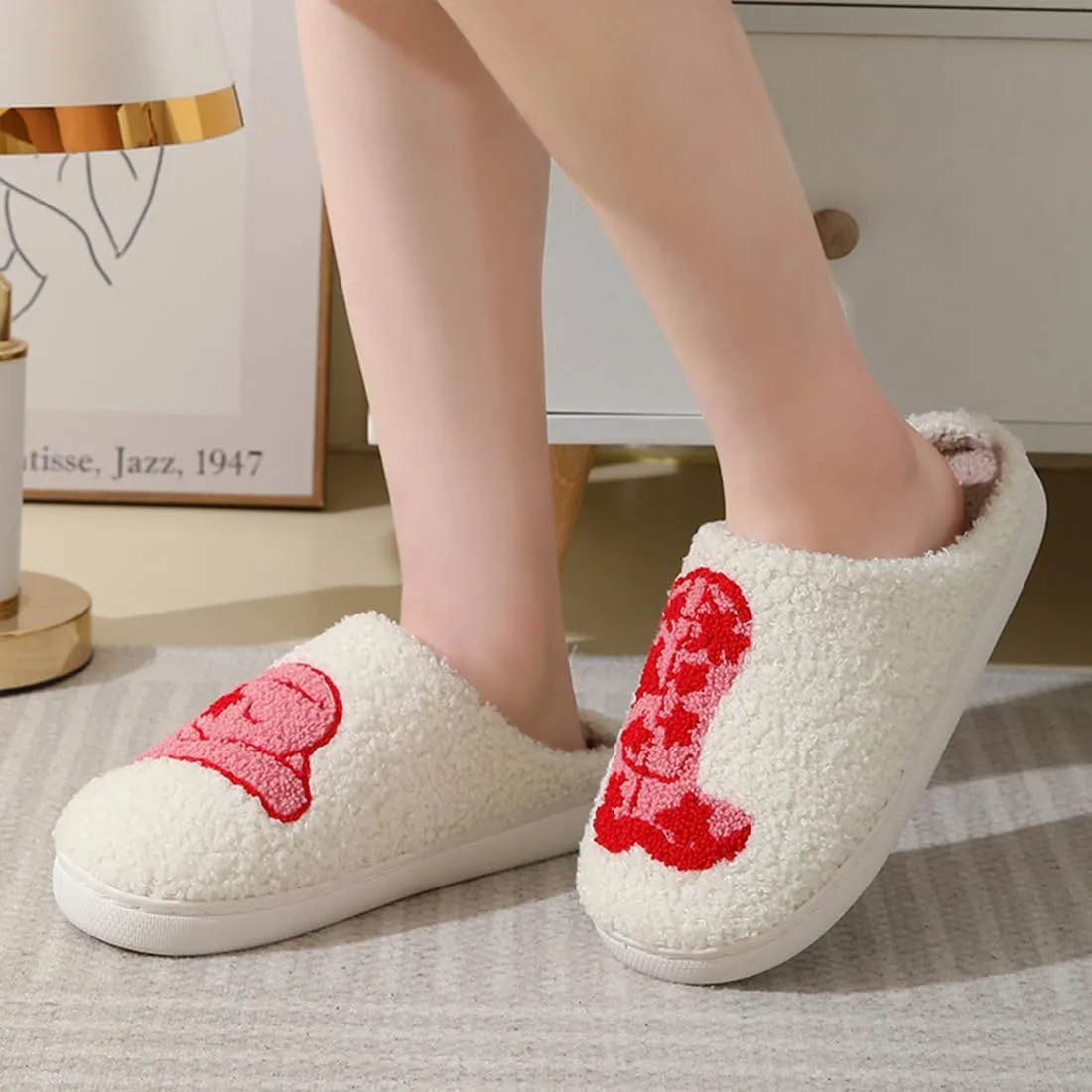 Cute Slippers For Women Men Fuzzy Cushioned Comfort Slip-On House Shoes Memory Foam Slippers