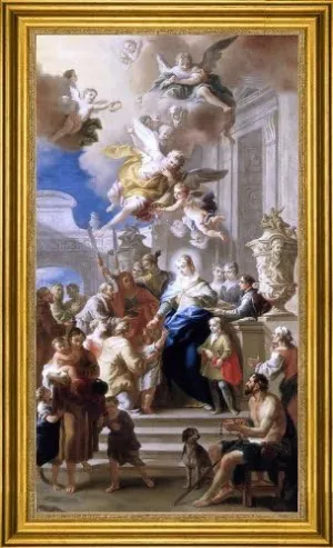 Daniel Gran St Elizabeth Distributing Alms - 15" x 30" Premium Canvas Print with Gold Frame