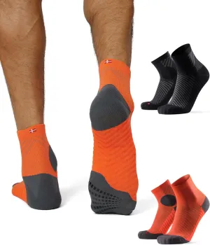 DANISH ENDURANCE Anti-Friction Running Socks, Grip Pads, Lightweight, Cushioned, Unisex, 2-Pack