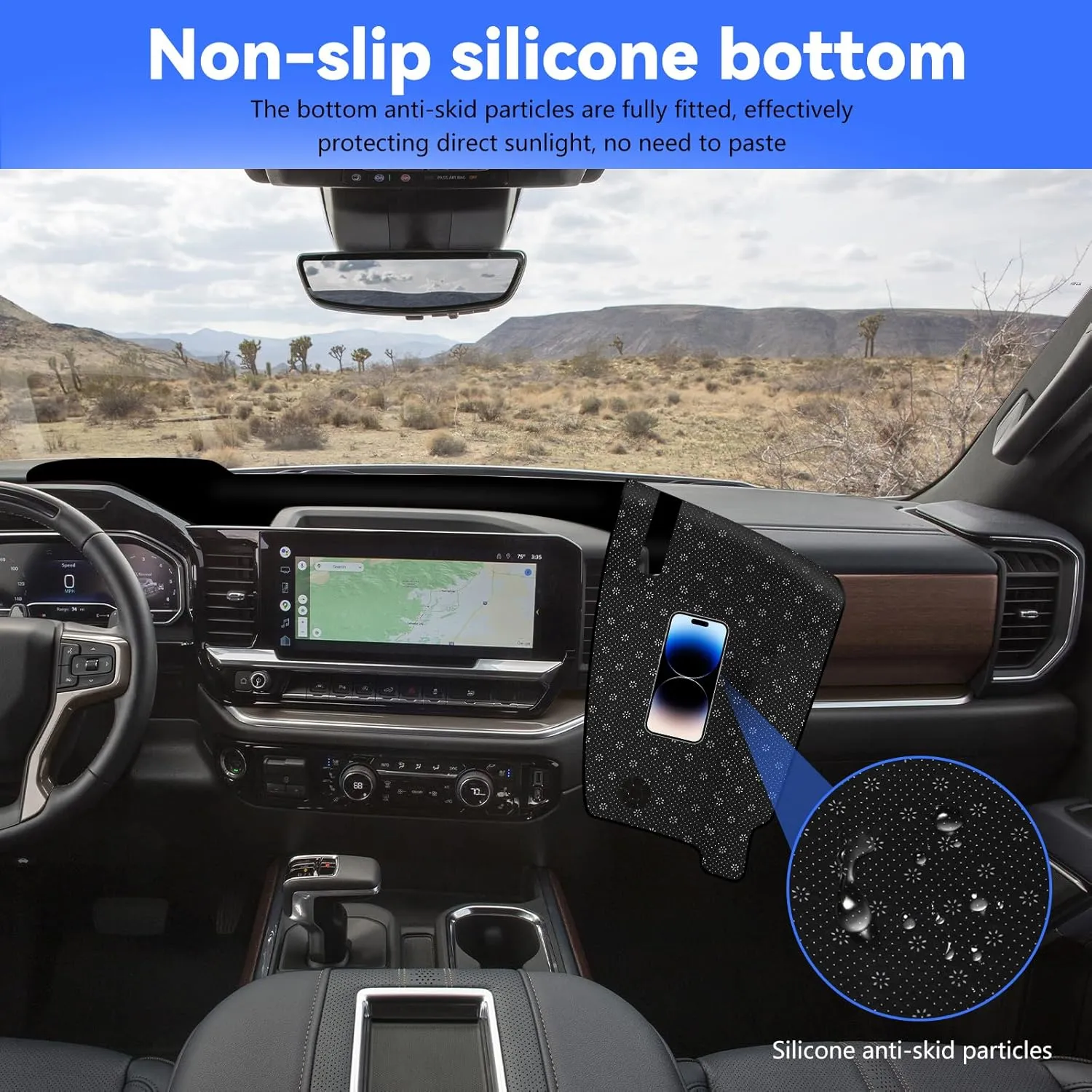 Dash Cover Compatible with 2022-2024 2025 Chevy Silverado/GMC Sierra 1500 Accessories Non-Slip Dashboard Cover Mat for 2024 2025 Silverado/Sierra 2500HD 3500HD
