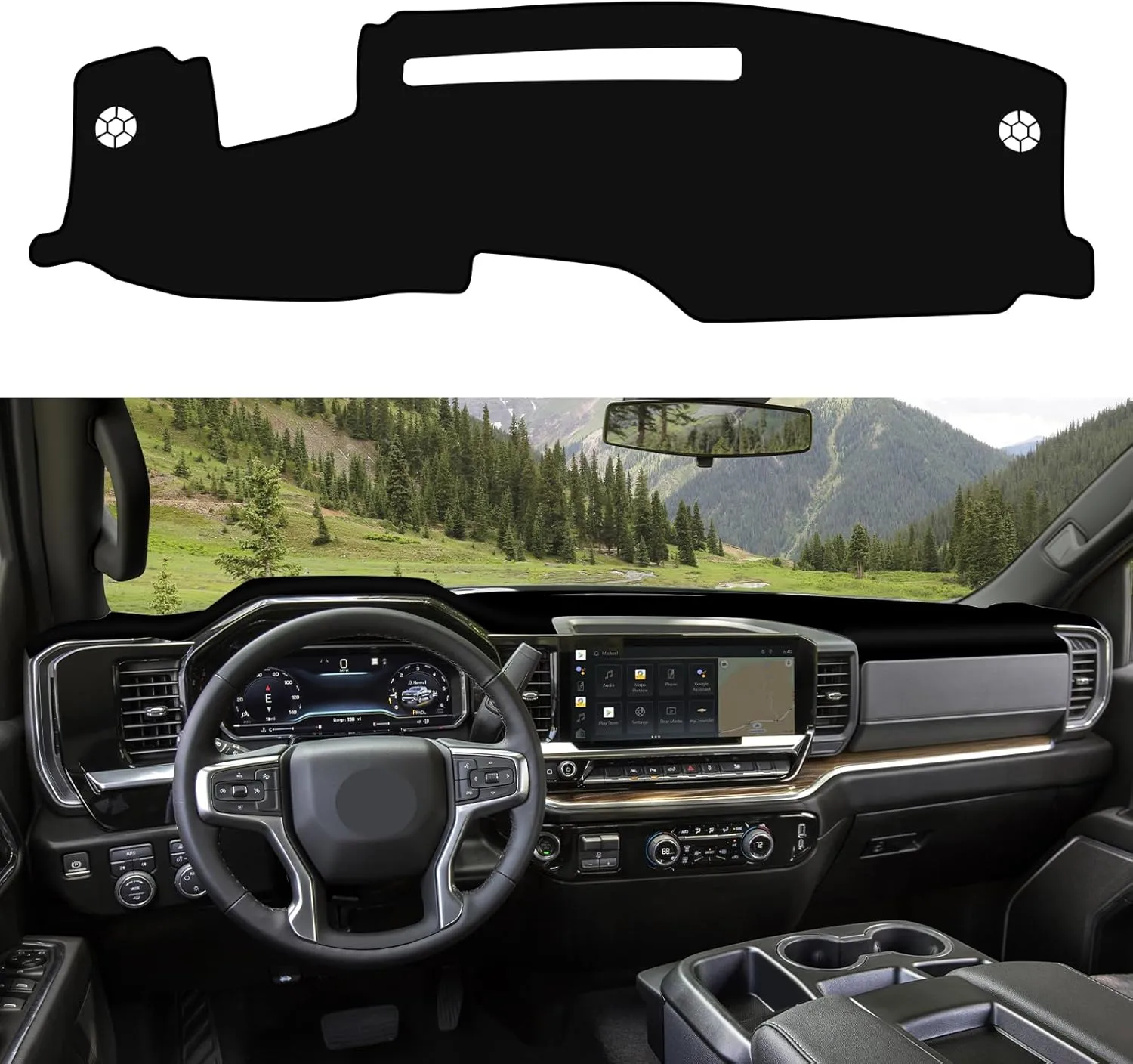 Dash Cover Compatible with 2022-2024 2025 Chevy Silverado/GMC Sierra 1500 Accessories Non-Slip Dashboard Cover Mat for 2024 2025 Silverado/Sierra 2500HD 3500HD