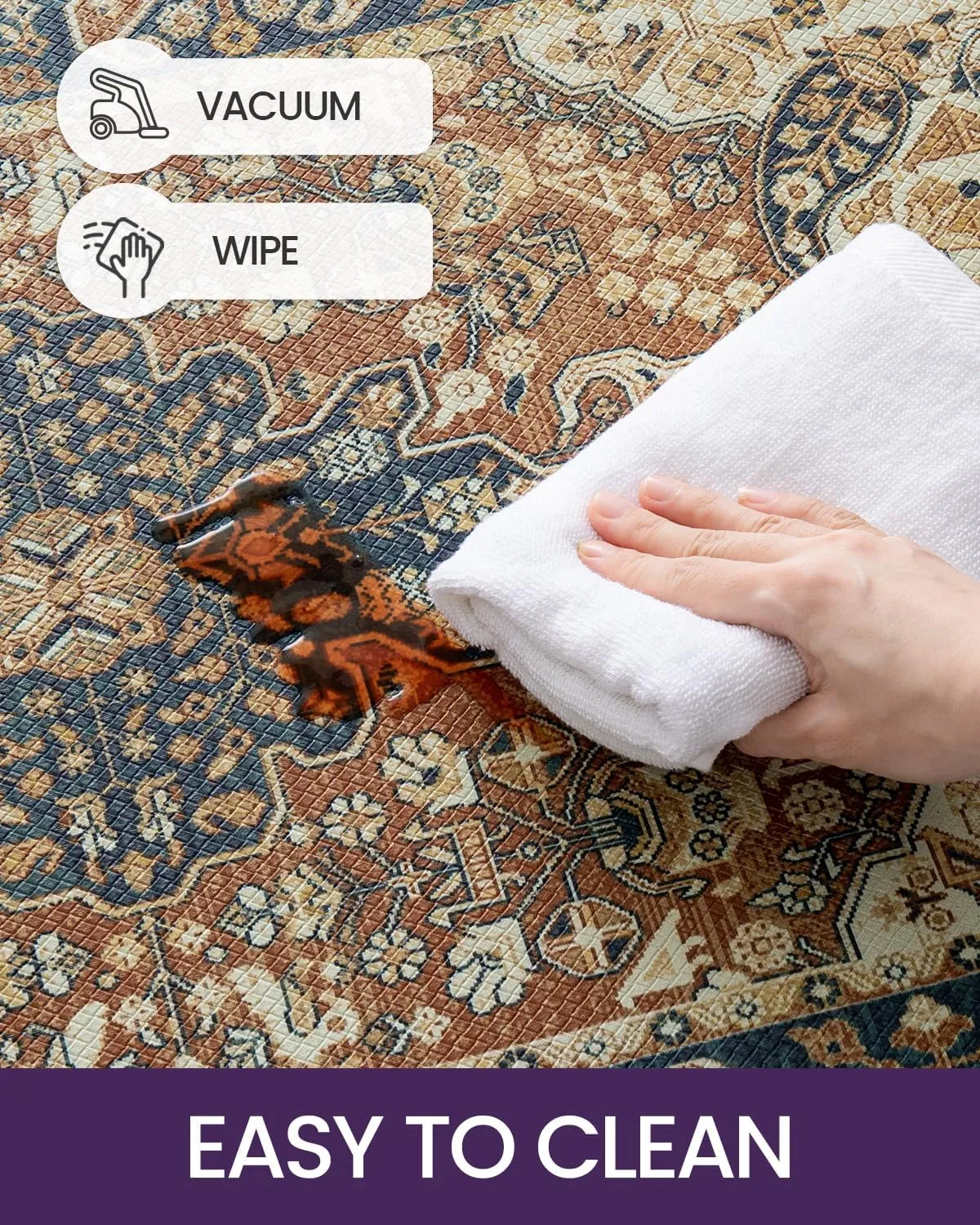 DEXI Kitchen Floor Mats Anti Fatigue, Cushioned Waterproof Runner Rug Boho Floral, 23x86 Extra Long Wide Standing Padded Non Slip for Farmhouse, Brown
