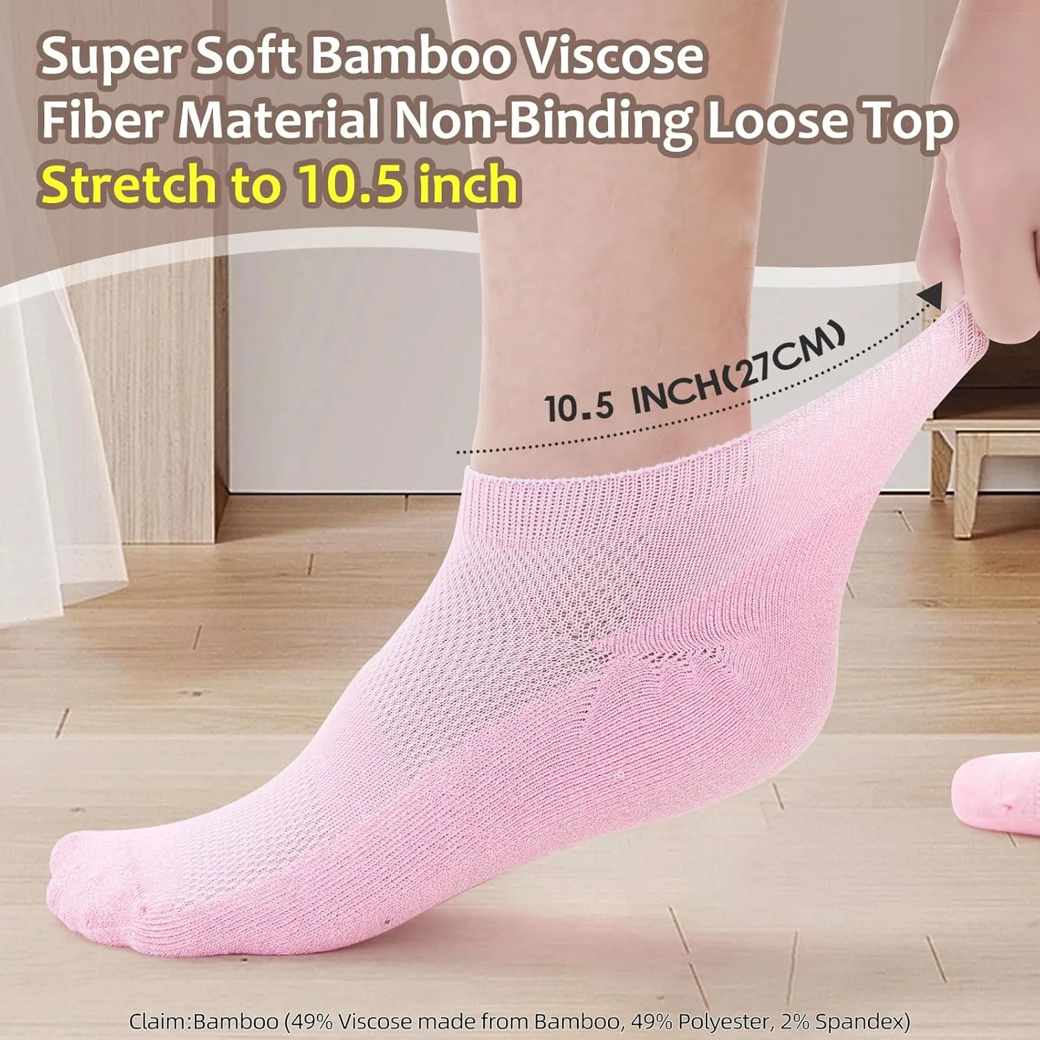 Diabetic Bamboo Socks for Men and Women,5 Pairs Non-Binding Low Cut Diabetic Socks,Loose Socks Size 5-13