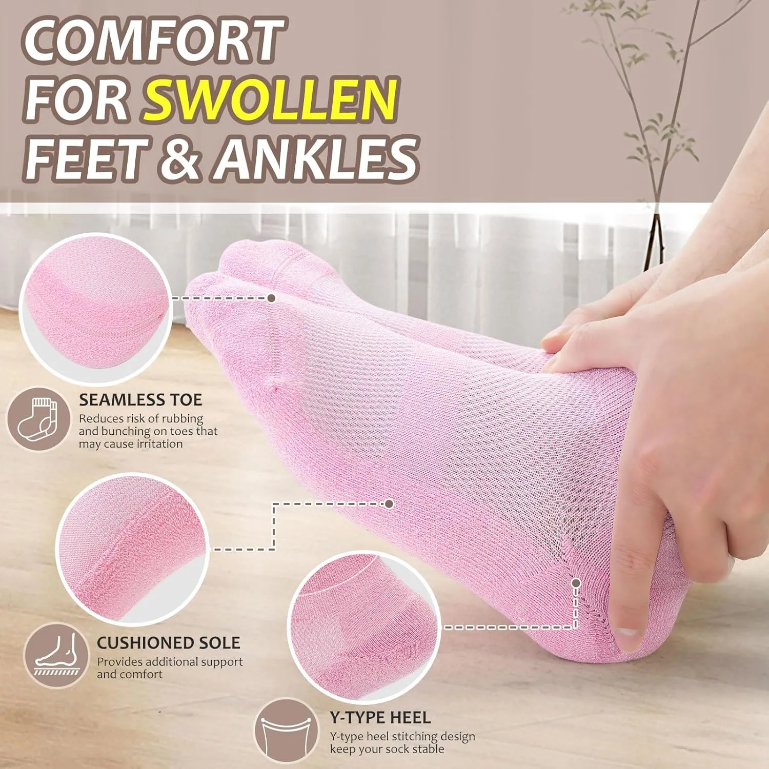 Diabetic Bamboo Socks for Men and Women,5 Pairs Non-Binding Low Cut Diabetic Socks,Loose Socks Size 5-13