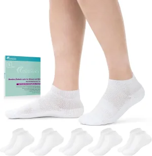 Diabetic Bamboo Socks for Men and Women,5 Pairs Non-Binding Low Cut Diabetic Socks,Loose Socks Size 5-13