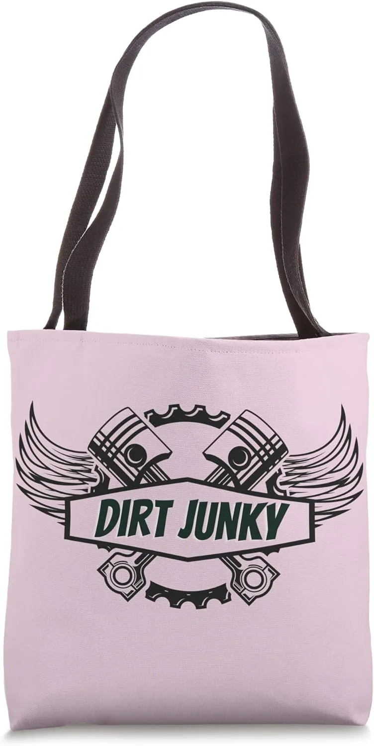 Dirt Junky pistons gear motorcycle track wings outdoor race Tote Bag