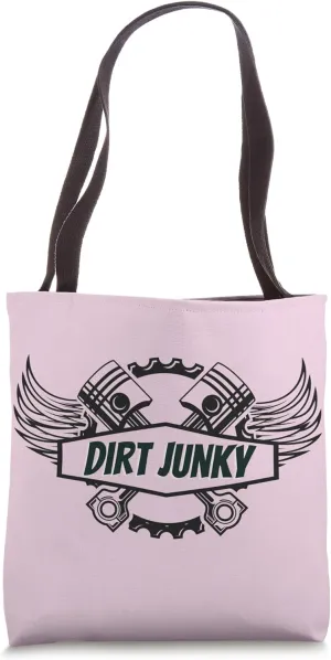 Dirt Junky pistons gear motorcycle track wings outdoor race Tote Bag