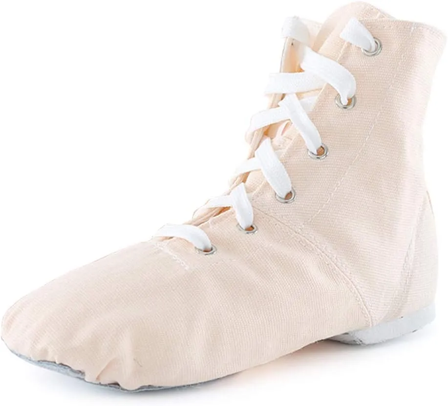 DKZSYIM Lace-up Canvas Dance Shoes Flat Jazz Shoes for Practice, Suitable for Women,Model GB-JS