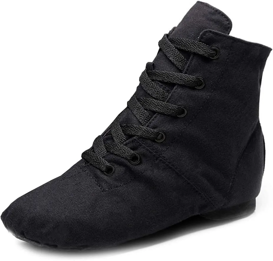 DKZSYIM Lace-up Canvas Dance Shoes Flat Jazz Shoes for Practice, Suitable for Women,Model GB-JS