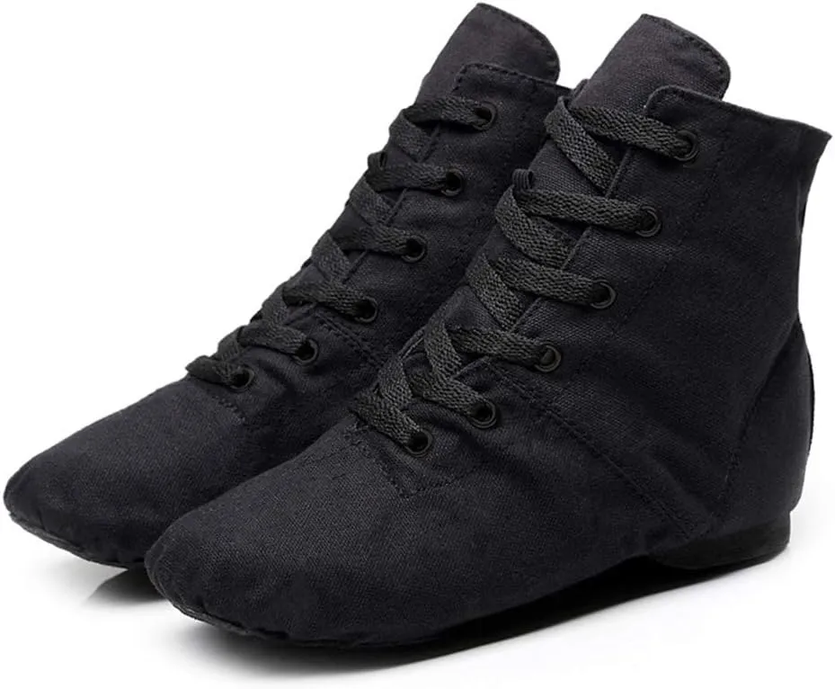 DKZSYIM Lace-up Canvas Dance Shoes Flat Jazz Shoes for Practice, Suitable for Women,Model GB-JS