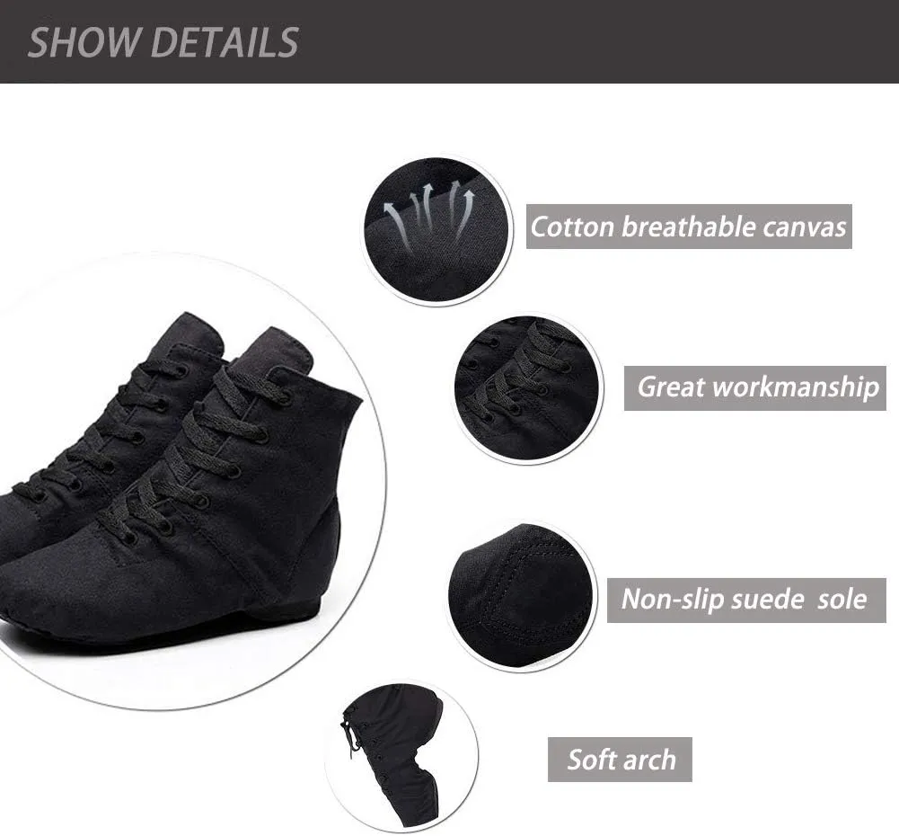DKZSYIM Lace-up Canvas Dance Shoes Flat Jazz Shoes for Practice, Suitable for Women,Model GB-JS