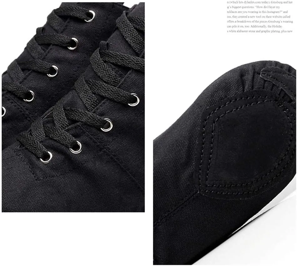 DKZSYIM Lace-up Canvas Dance Shoes Flat Jazz Shoes for Practice, Suitable for Women,Model GB-JS