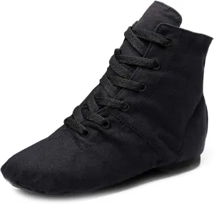 DKZSYIM Lace-up Canvas Dance Shoes Flat Jazz Shoes for Practice, Suitable for Women,Model GB-JS