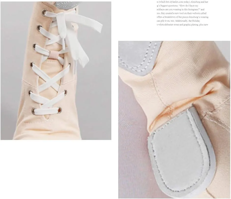 DKZSYIM Lace-up Canvas Dance Shoes Flat Jazz Shoes for Practice, Suitable for Women,Model GB-JS