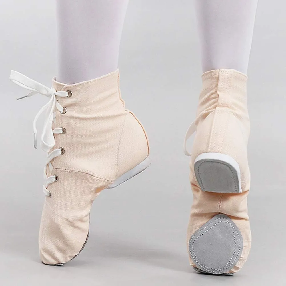 DKZSYIM Lace-up Canvas Dance Shoes Flat Jazz Shoes for Practice, Suitable for Women,Model GB-JS