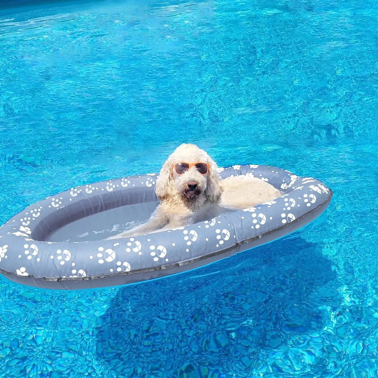 Dog Pool Float Inflatable Dog Floats for Pool Dog Floaties Swimming Pool Floats for Small Medium Large Dog Puncture Proof (Gray)