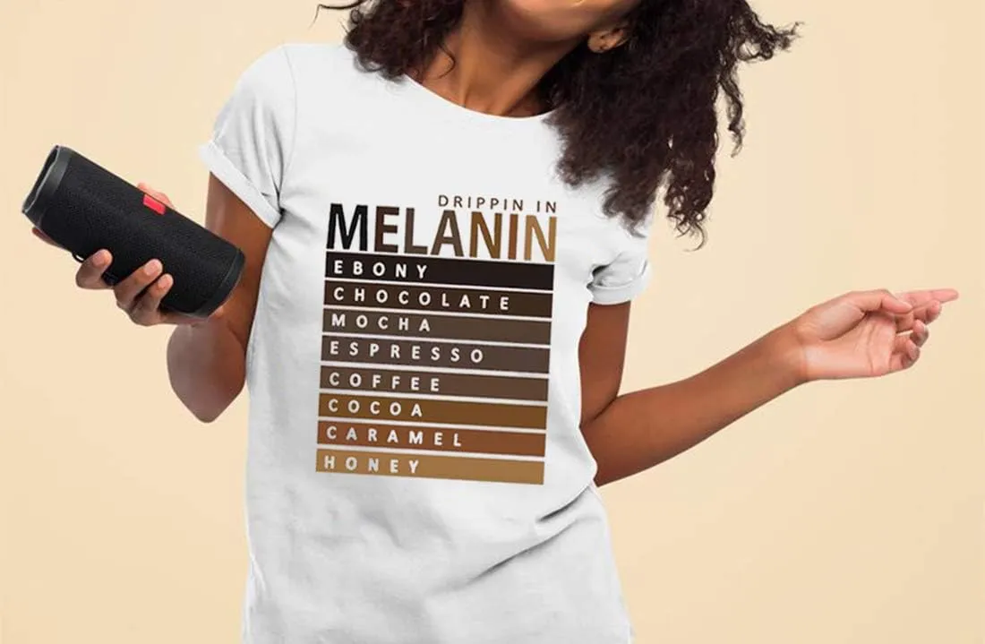 Drippin in Melanin T-Shirt Afro Women Funny Letter Print Tshirts Black Queen Graphic Tee Tops Short Sleeve Shirt