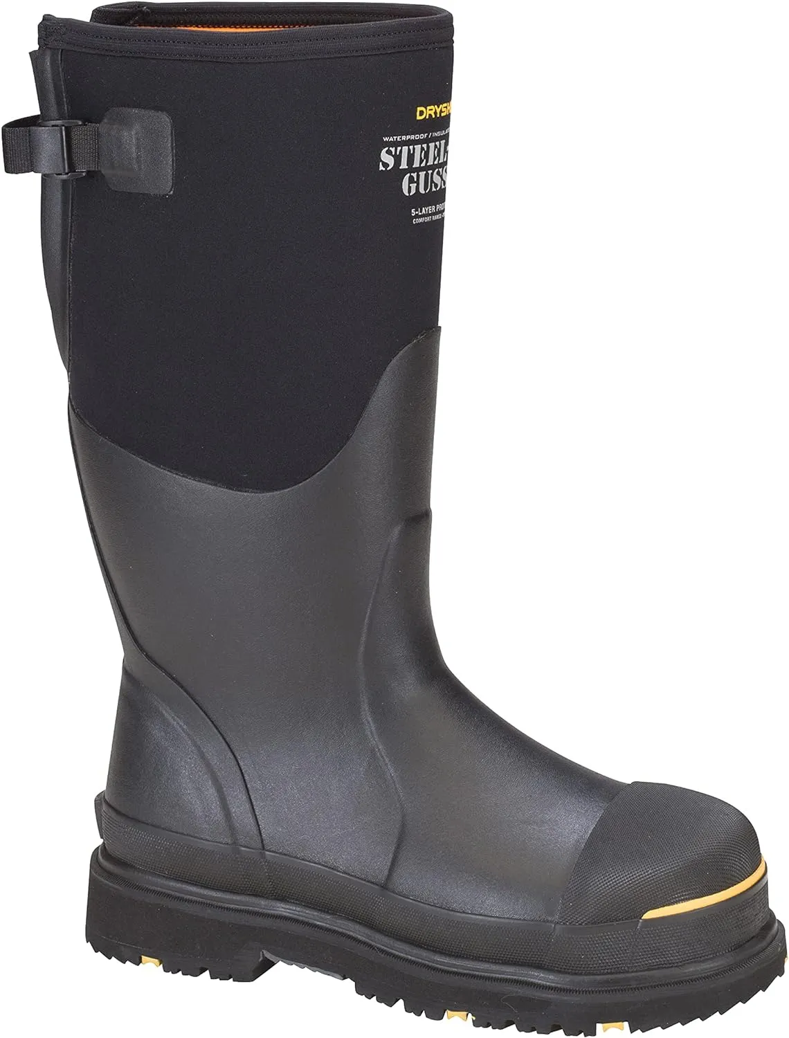 Dryshod Mens Slip Resistant Steel-Toe Gusset Work Safety Shoes |Waterproof | Rubber | Black