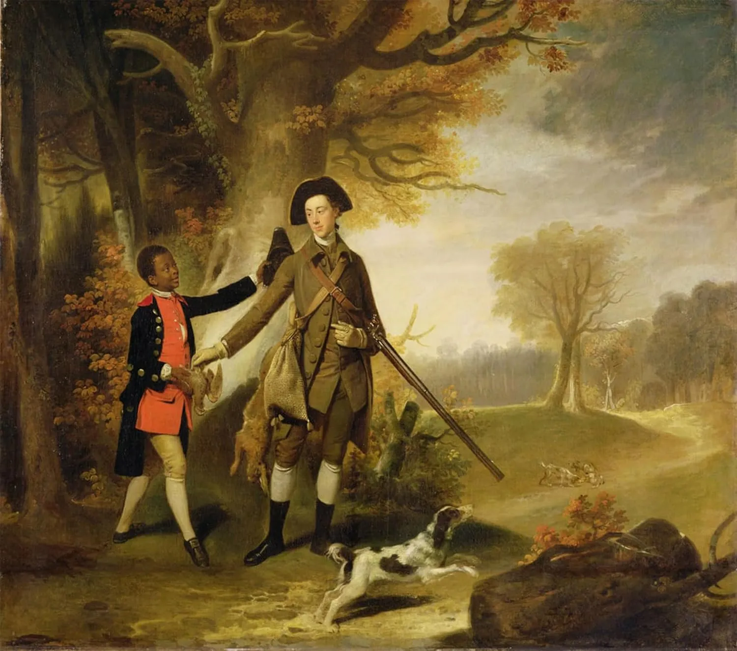 EAGBJTPTM Famous Art Painting Artwork Print On Canvas the Third of Richmond Out Shooting with His Servant by Johan Zoffany Landscape Artwork for Home Decor 60x90cm