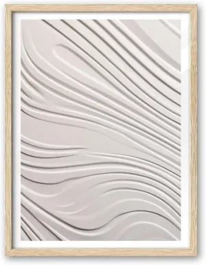 EcoHest Large 16x20in OAK Wood Framed Abstract Zen Wall Art, Soft Lines Flat Canvas with 3D Illusion, Minimalist Japandi Style Decor for Bedroom, Living Room, 1 Pack