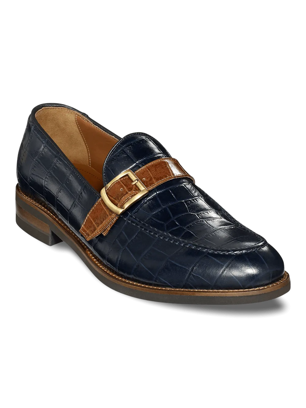 Edward Monk Strap Loafer - Navy/tan